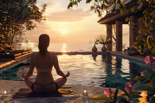 Relaxing at a summer yoga retreat