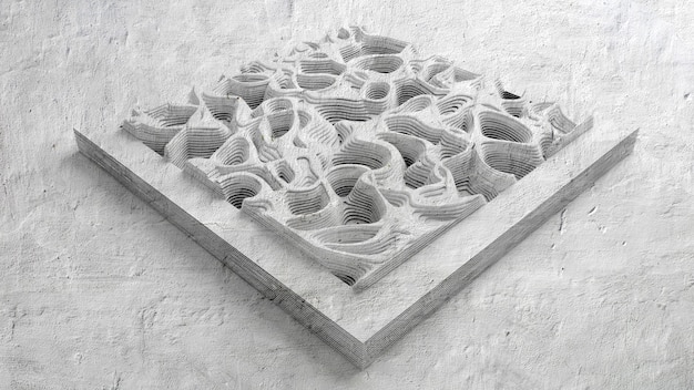 Relief abstract texture made of wood, stone or other material.  3d illustration, 3d rendering.