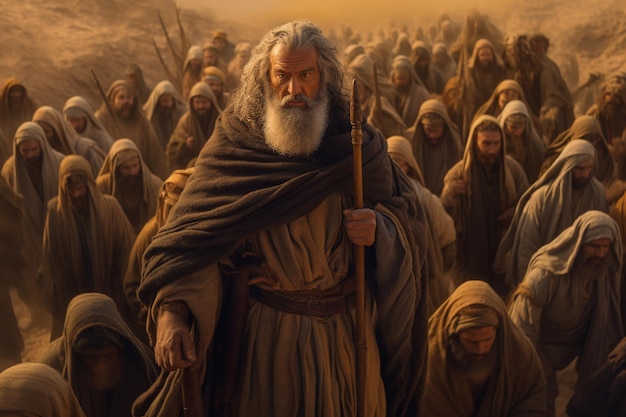 A Religious Bible Story Moses Leads the Jews in the Desert