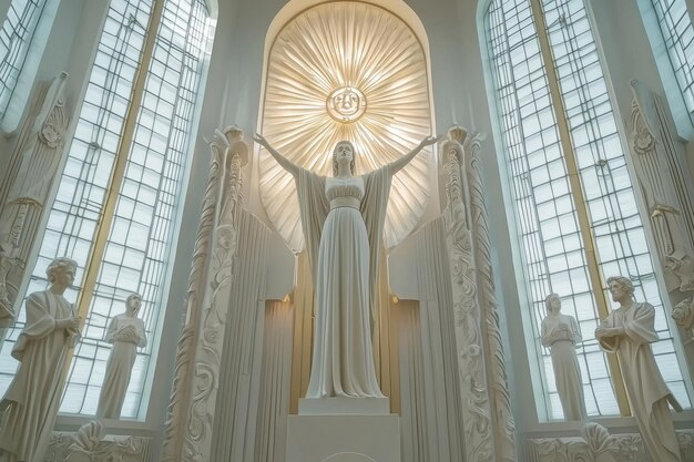 Photo religious statue in a grand hall