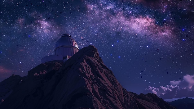 Remote Astronomical Observatory Under Starry Night Sky