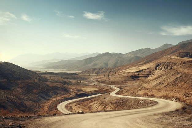 Remote mountain pass with winding roads