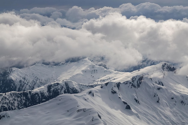 Remote Mountain Peak covered in Snow