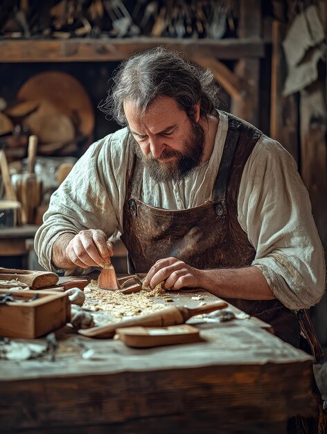 Renaissance artisans reenacting historical craftmaking techniques