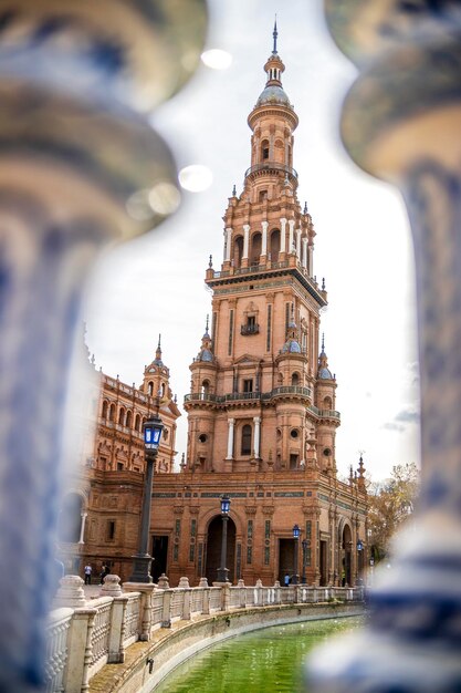 renaissance tower in Plaza de Espana Seville Spain