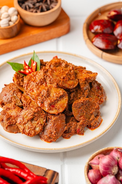 Rendang Jengkol dogfruit simmered in spices and coconut milk Indonesian traditional comfort food