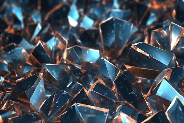 render abstract background with blue crystals closeup