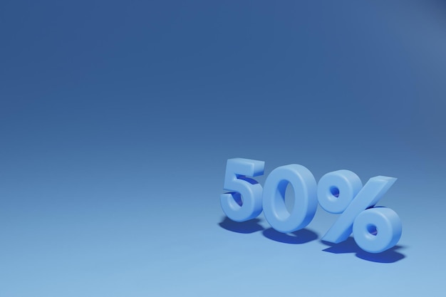 Render of blue 50 discount lettering on blue background