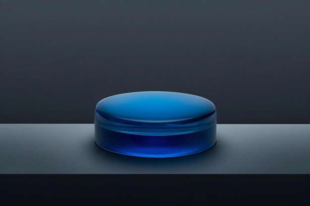 render of a blue round podium on a black background