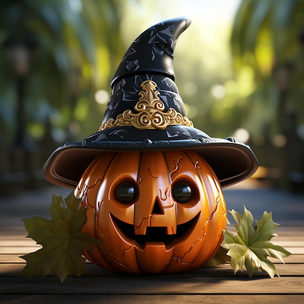 Render of a Cute Palm Sunday Jacko'Lantern Wearing a Festive Hat