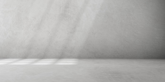 render of empty concrete room with shadow on the wall.