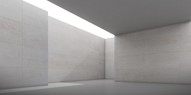 render of empty concrete room with shadow on the wall.