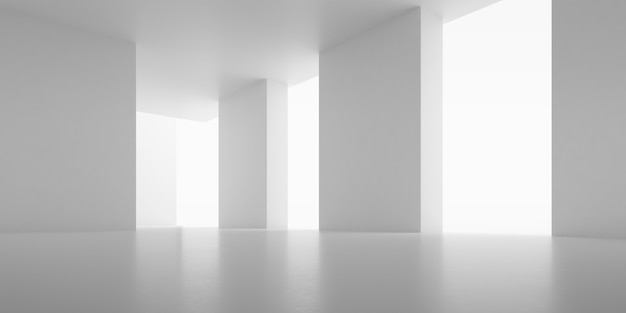 render of empty concrete room with shadow on the wall.