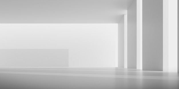 render of empty concrete room with shadow on the wall.