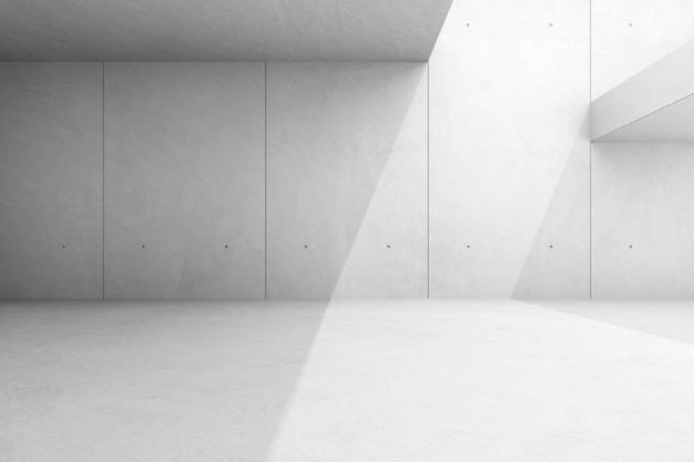 render of empty concrete room with shadow on the wall.