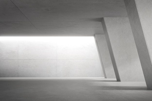 render of empty concrete room with shadow on the wall.