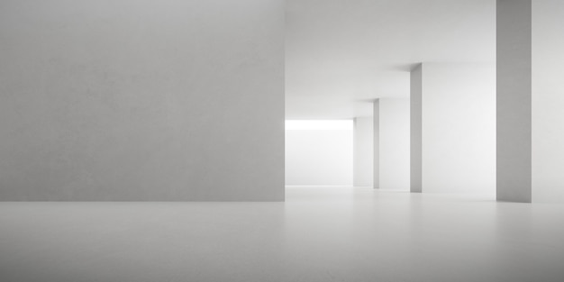 render of empty concrete room with shadow on the wall.