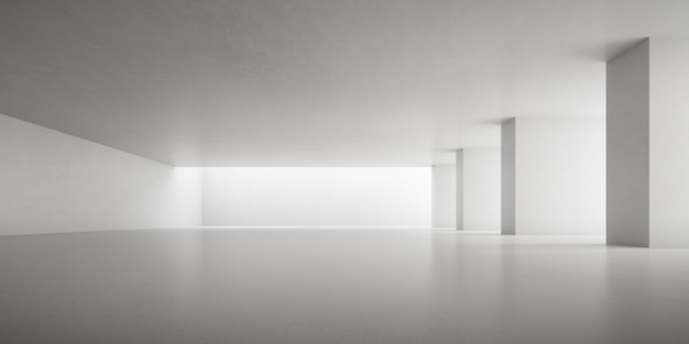 render of empty concrete room with shadow on the wall.