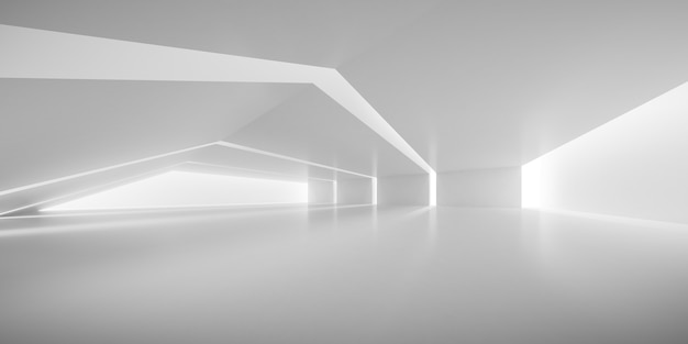 render of empty concrete room with shadow on the wall.