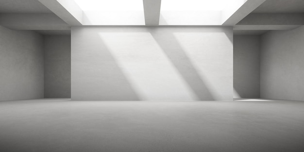 render of empty concrete room with shadow on the wall.