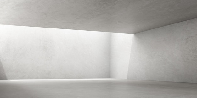 render of empty concrete room with shadow on the wall.