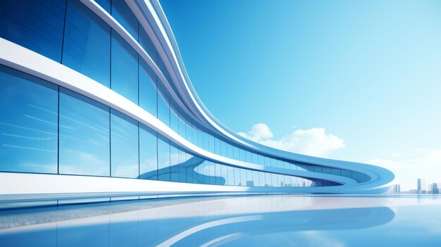 Render of futuristic architecture design detail with blue sky in background