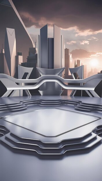 Render futuristic blank clean stage background