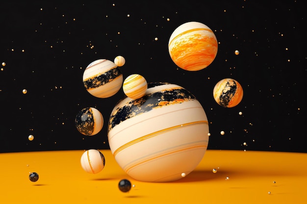 render of planets in space Abstract background with planets