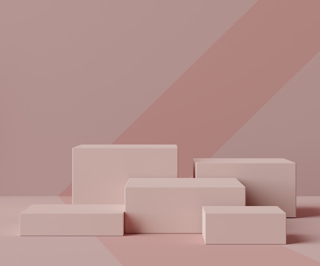 Render scene of minimal box podium scene for display products and cosmetic advertising