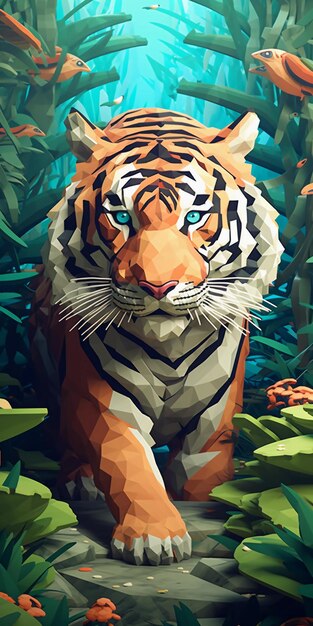 Rendered isometric illustration on the theme of Tiger