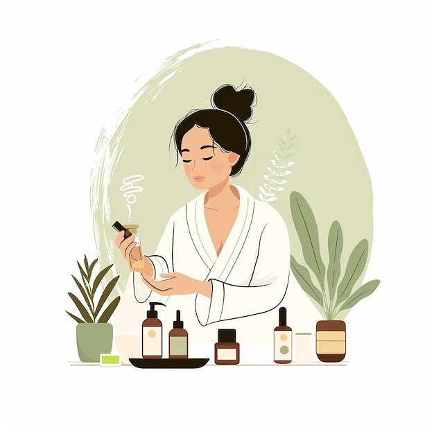 Photo rendered photo of beautiful model applying skin care products flat illustration