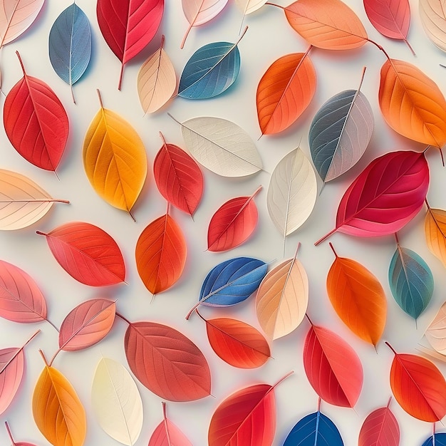 rendered photos of drawn pattern of leaves and flowers on white background