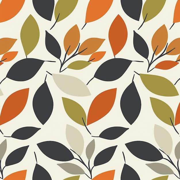 rendered photos of drawn pattern of leaves and flowers on white background