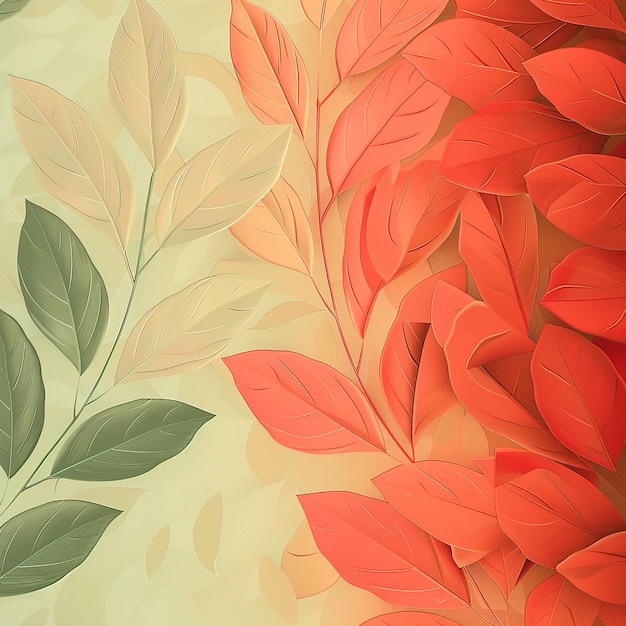 rendered photos of drawn pattern of leaves and flowers on white background