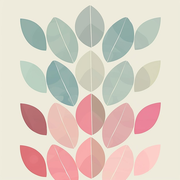 rendered photos of drawn pattern of leaves and flowers on white background