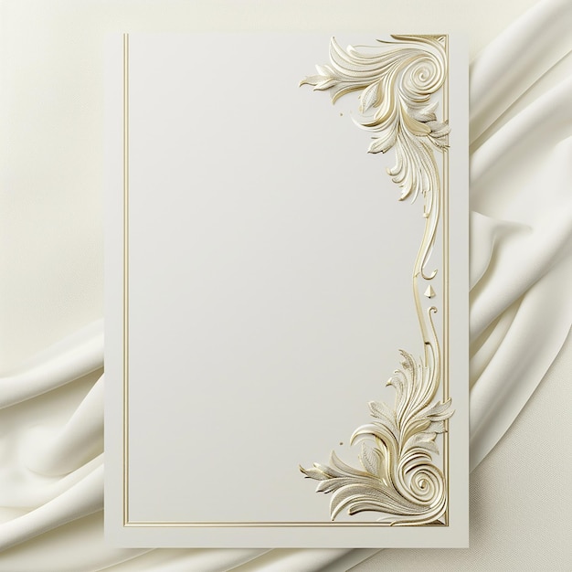 Photo rendered photos of white and ivory invitation card template