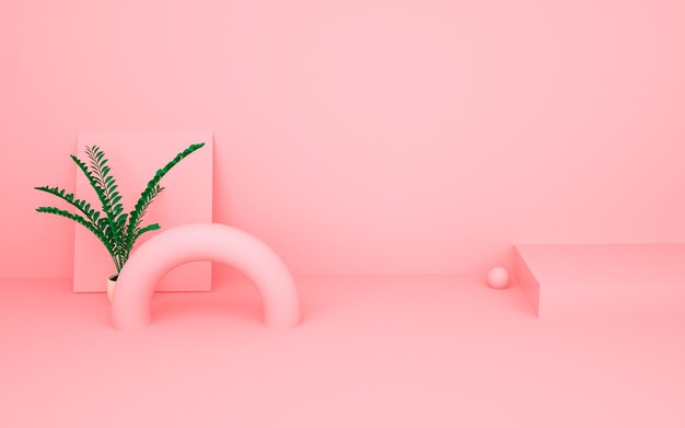 rendering of geometric pink background for stand product