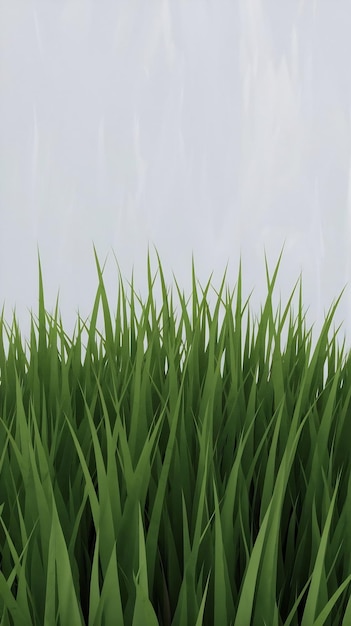 Rendering of green grass isolated on white background generated image