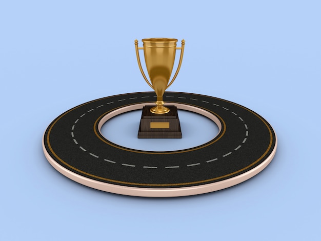 Rendering Illustration of Road with Trophy