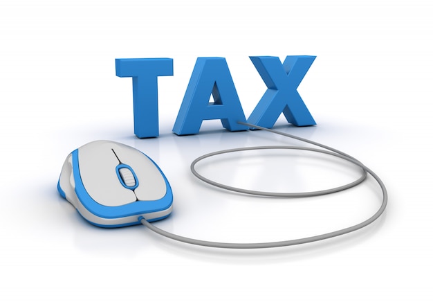 Rendering Illustration of TAX Word with Computer Mouse