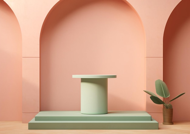 Rendering of minimalist podium in soft colours