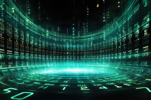 A rendering of a technology data binary code network background