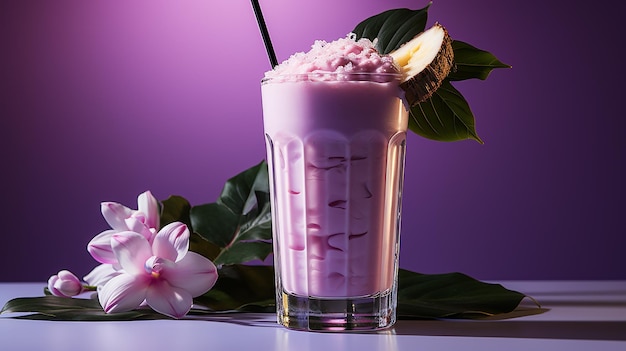 Rendering of an Ube colada cocktail