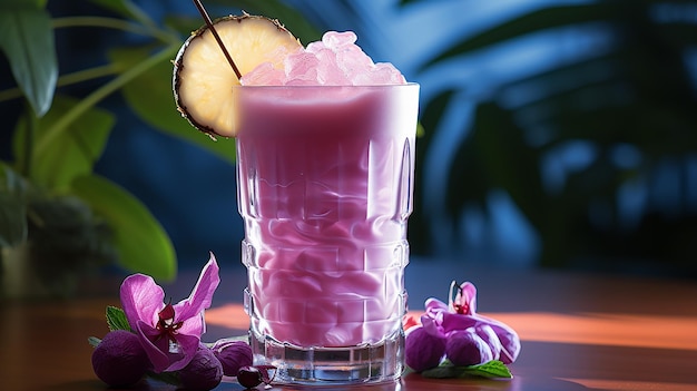 Rendering of an Ube colada cocktail