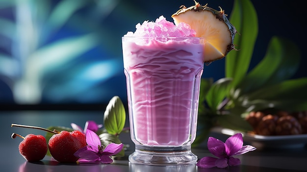 Rendering of an Ube colada cocktail