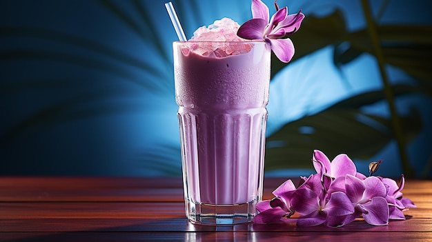 Rendering of an Ube colada cocktail