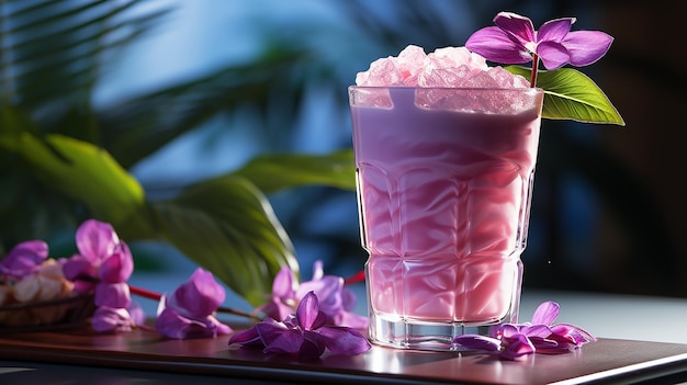 Rendering of an Ube colada cocktail