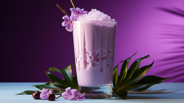 Rendering of an Ube colada cocktail