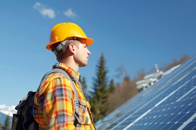 Renewable energy Person at solar power plant