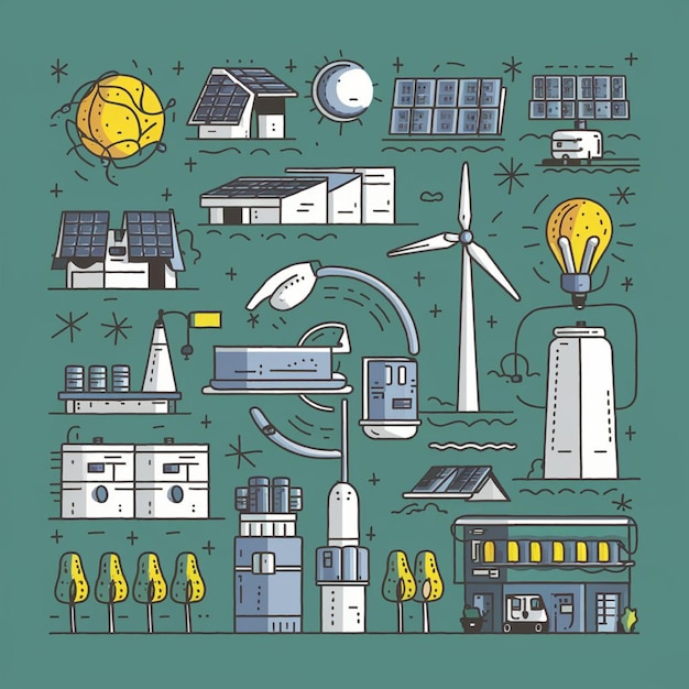 Photo renewable energy tech design an illustration